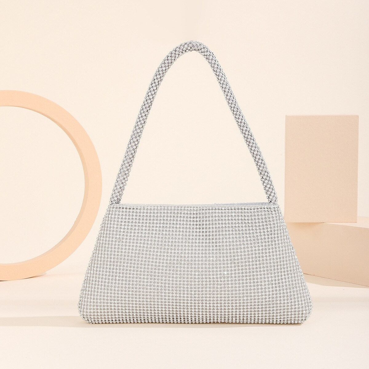 New Rhinestone Underarm Bag Fashionable Versatile Compact And Portable European Style For Woman Daily Wear Or Matching