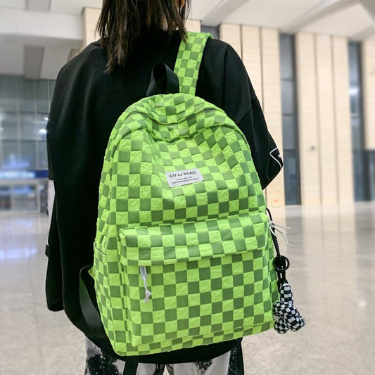 Fashion Plaid Backpack Women Cotton Portable Traveling Bag Unisex Preppy Schoolbag for Boy Girl Students Lovely Laptop Backpacks