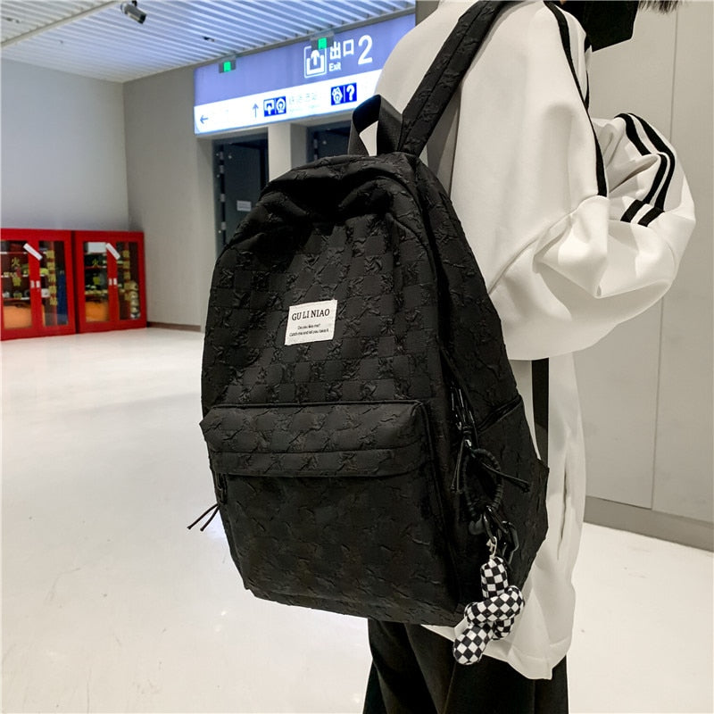 Fashion Plaid Backpack Women Cotton Portable Traveling Bag Unisex Preppy Schoolbag for Boy Girl Students Lovely Laptop Backpacks