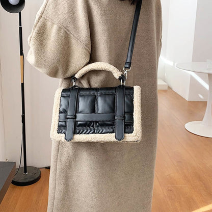 Women bag plush leather cross leather bag body luxury handbags female shoulder bag quality flap package