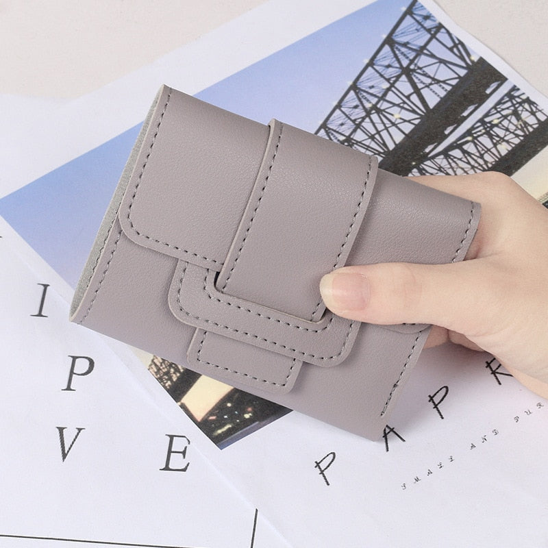 Wallet Women Lady Short Women Wallets Red Color Mini Money Purses Small Fold PU Leather Female Coin Purse Card Holders