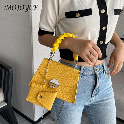 Youth Ladies Simple Versatile Bags Fashion Women Shoulder Handbag Stripe PU Pure Color Crossbody Phone Pouch