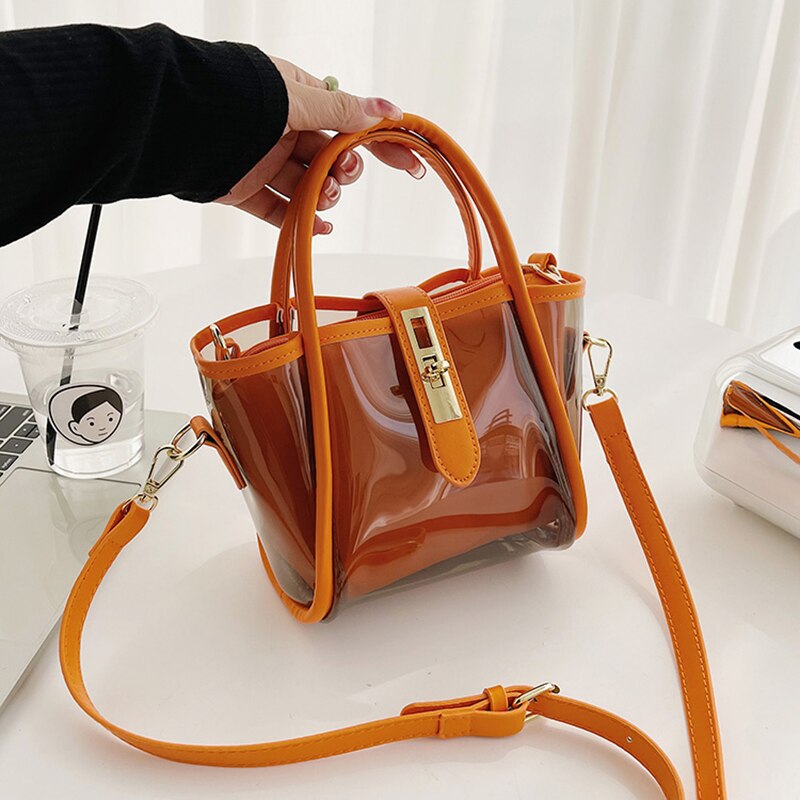 Summer Colorful Jelly Women Bag Brand Designer Women&#39;s Crossbody Shoulder Bags Transparent Fashion Handbags Top Handle Purse NEW