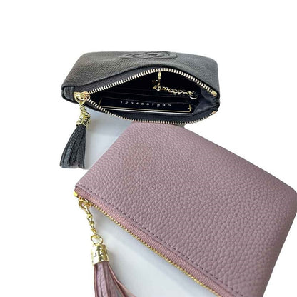 New  Men&#39;s and Women&#39;s Wallet Cowhide Card Holder Mini Bag Cash Card Coin Wallet Business Saffiano Gu Pink Black