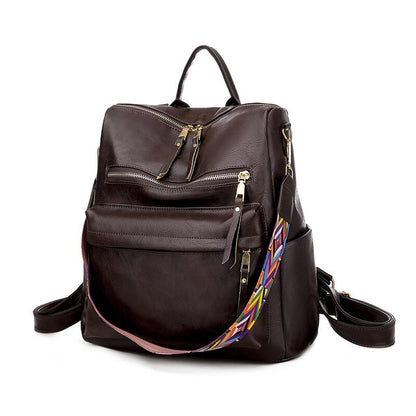 Multifunction Soft Leather Women Waterproof Backpack Capacity Travel Backpack High Quality Retro School Bags for Teenage Girls