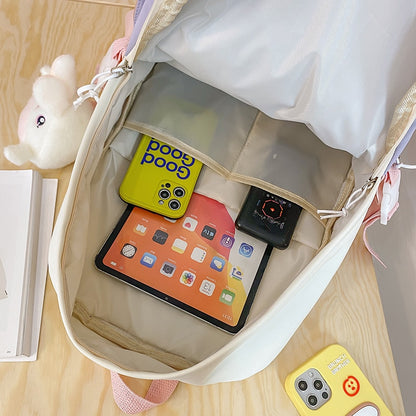 Ladies Kawaii Nylon Laptop Backpack Book Girl Travel Badge Bag Harajuku Female College Backpack Fashion Women School Bags Trendy