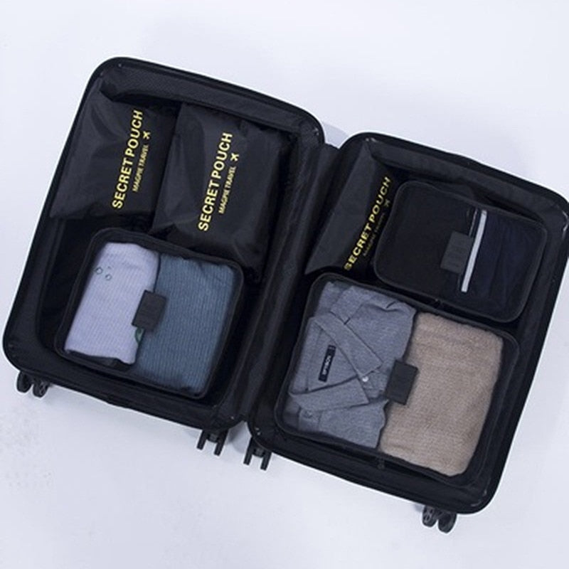 3/4/6pcs/set Compression Packing Cubes Travel Storage Bag Luggage Suitcase Organizer Set Foldable Waterproof Nylon Material