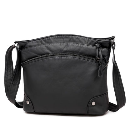New Korean style PU leather crossbody bags for women Casual retro small square shoulder bag Large Capacity soft leather handbag