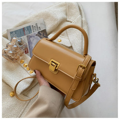 Vintage Portable Handbag Women&#39;s Fashion Solid Color Chain Messenger Bag Female Leisure Small Bag