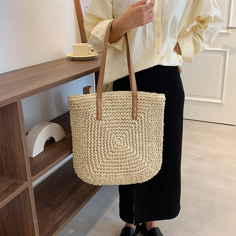 Summer Woven Women&#39;s Bag Large Capacity Straw Woman Shopper Beach Handmade Design Handbags For Women Fashion Female Shoulder Bag