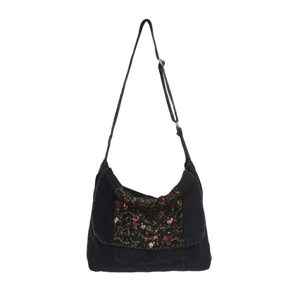 Large Capacity Canvas Shoulder Bags For Women Solid Fashion Fold Female Handbag Jean Big Shopping Eco Bag Denim Crossbody Bags