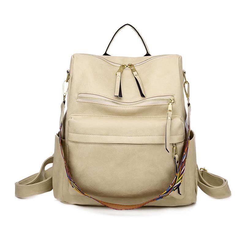 Multifunction Soft Leather Women Waterproof Backpack Capacity Travel Backpack High Quality Retro School Bags for Teenage Girls