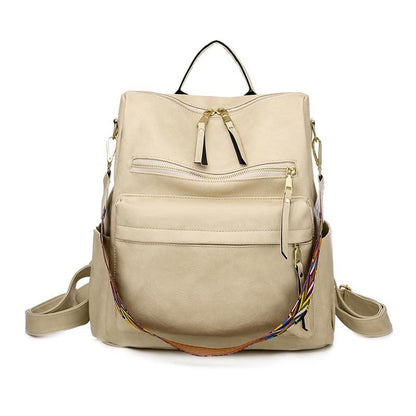 Multifunction Soft Leather Women Waterproof Backpack Capacity Travel Backpack High Quality Retro School Bags for Teenage Girls