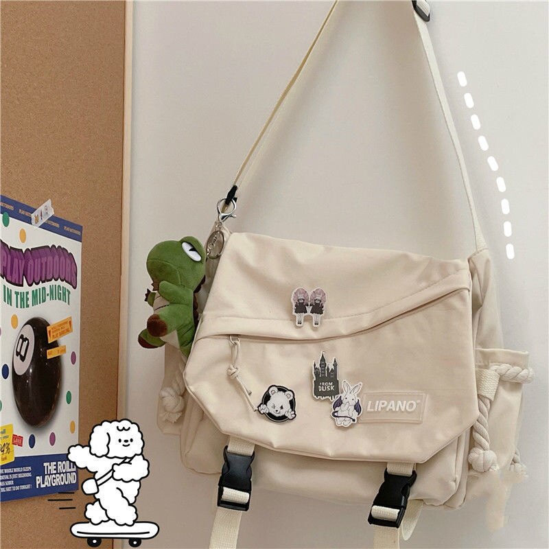 Fashion Shoulder Bags for School Teens Fun Anime Cartoon Large Size Crossbody Bag for Girl Canvas Hip Hop
