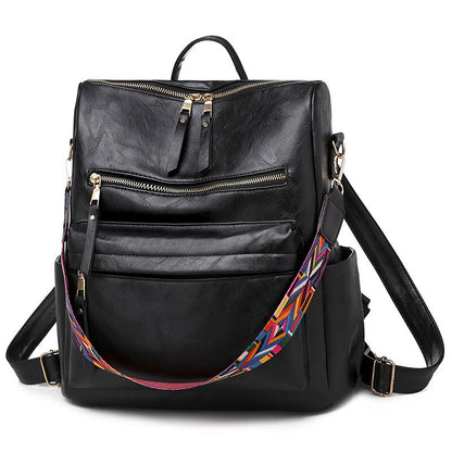 Multifunction Soft Leather Women Waterproof Backpack Capacity Travel Backpack High Quality Retro School Bags for Teenage Girls