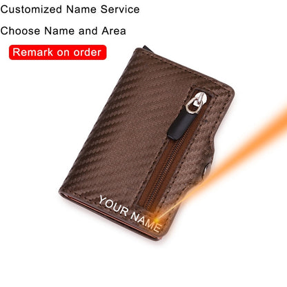 Carbon Fiber Rfid Card Holder Wallets Men Zipper Coin Money Bag Male Thin Mini Slim Magic Wallet Small Money Bag Wolet for man