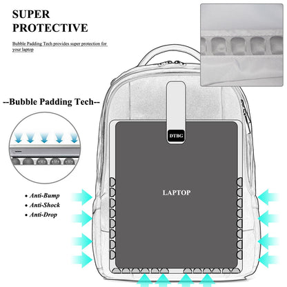 DTBG 17.3&quot; Laptop Backpack Large Capacity With Bubble Pad,Nylon Durable Water Resistant Men&#39;s / Women&#39;s Business Travel Backpack