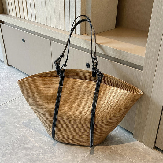 Fashion Design Rattan Woven Women Bag Luxury Brand Straw Shoulder Handbags and Purses Trend Large Capacity Female Handmade Totes