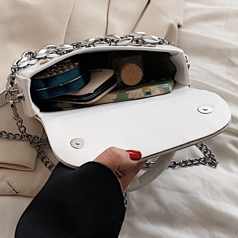 HOCODO Fashion Pu Leather Handbag Summer Solid Color Shoulder Bag Female Small Flap Crossbody Bag Women Chain Ladies Phone Bag