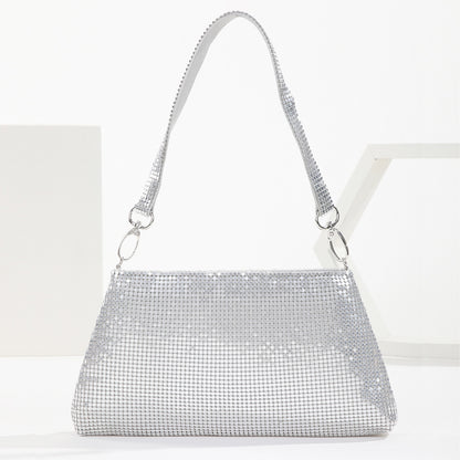 New Rhinestone Underarm Bag Fashionable Versatile Compact And Portable European Style For Woman Daily Wear Or Matching