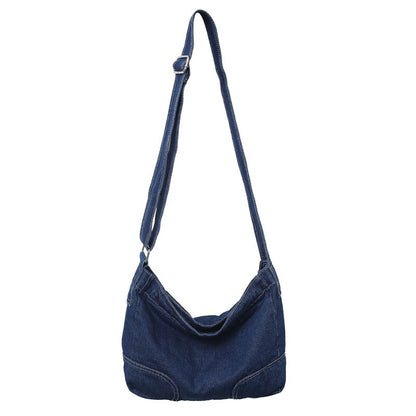 Large Capacity Canvas Shoulder Bags For Women Solid Fashion Fold Female Handbag Jean Big Shopping Eco Bag Denim Crossbody Bags