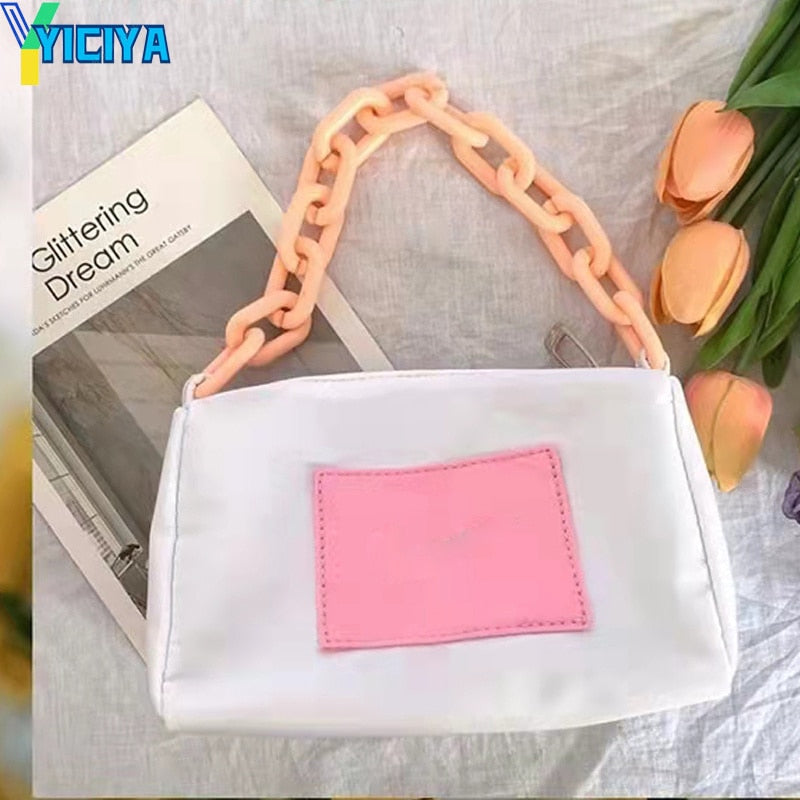 YICIYA Underarm Bag Transformation Nylon Portable Ins Acrylic Chain Bag Women