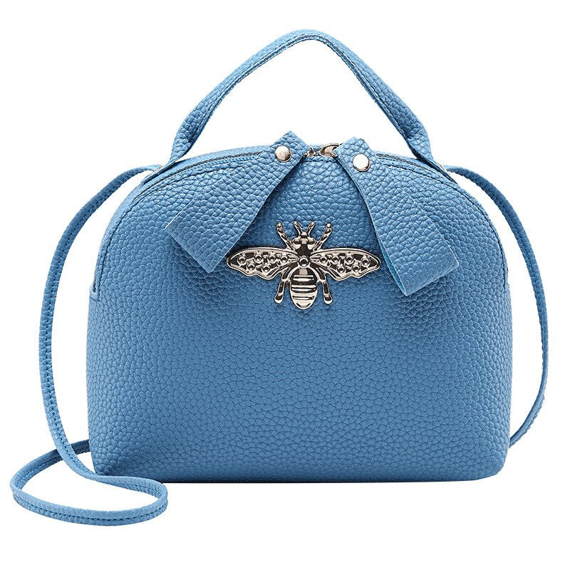 Women Small Handbag Famous Design Fashion Versatile Round Bag Mini Messenger Crossbody Metal Bee Decoration Cute Side Purse