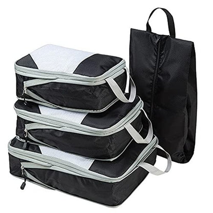 Compression Packing Cubes Set,4pcs/set Travel Storage Bag Portable Luggage Suitcase Organizer Set Extensible Packing Mesh Bags