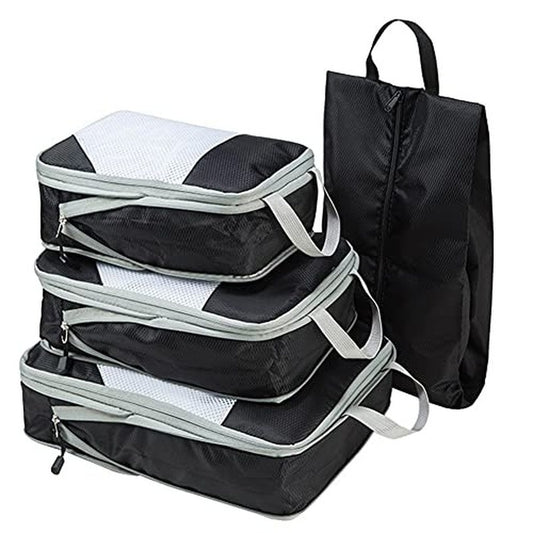 Compression Packing Cubes Set,4pcs/set Travel Storage Bag Portable Luggage Suitcase Organizer Set Extensible Packing Mesh Bags