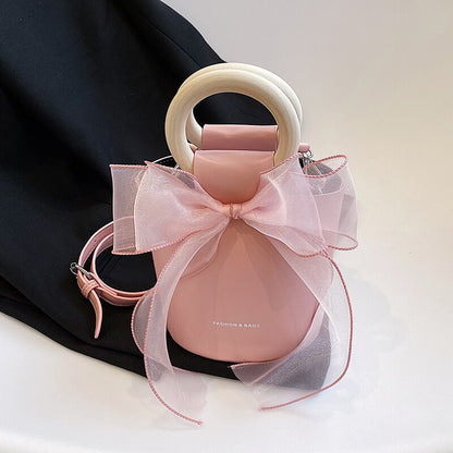 Cute Muslin Bow Women Bag Luxury Brand Design Female Pu Leather Handbags Mini Small Shoulder Crossbody Bags For Ladies Party Sac