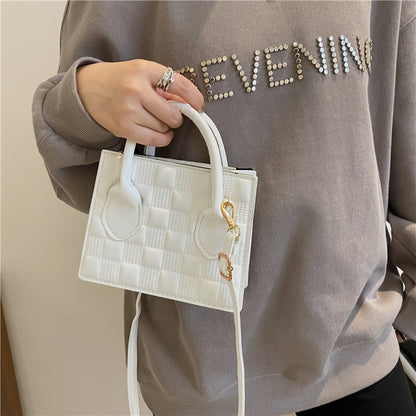 Fashion Pu Leather Women Shoulder Bag High Quality Checkered Crossbody Bag Woman Luxury Designer Casual Women Messenger Bag
