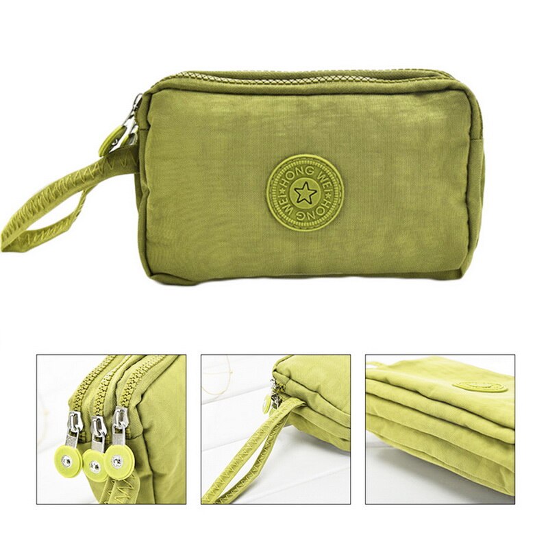 3 Zipper Ladies Wallets Ladies Wallets Brand Clutches Coin Purse Card Key Wallets Canvas Short Ladies Girls Wallets Handbags
