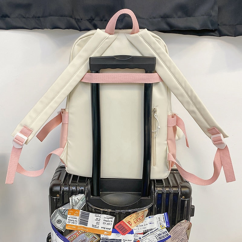 Ladies Kawaii Nylon Laptop Backpack Book Girl Travel Badge Bag Harajuku Female College Backpack Fashion Women School Bags Trendy