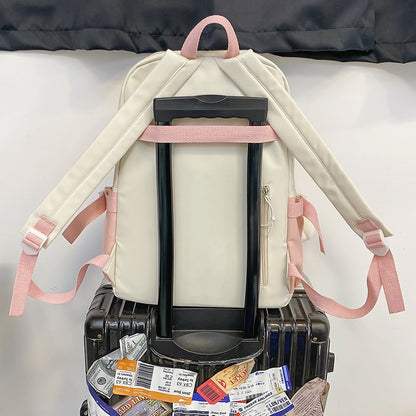 Ladies Kawaii Nylon Laptop Backpack Book Girl Travel Badge Bag Harajuku Female College Backpack Fashion Women School Bags Trendy