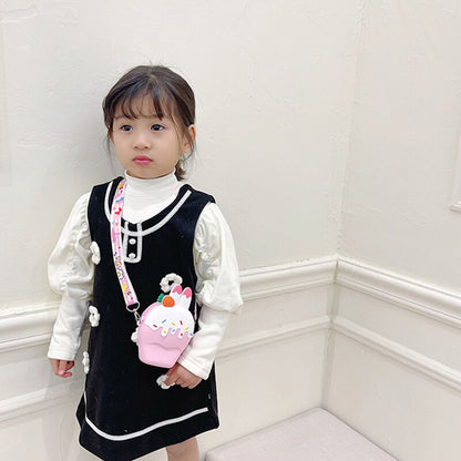 Cute Ice Cream Silicone Messenger Bag Cartoon Friut Children Kids Shoulder Crossbody Fashion Girls Coin Purse Wallet Handbags