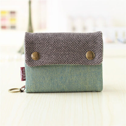 Vintage Casual Women Wallets Denim Canvas Short Buttons Clutch Coin Purse Large Capacity Card Holder Wallet
