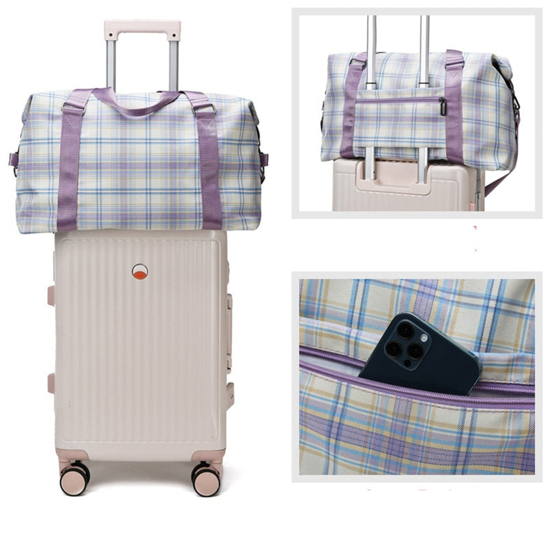 Foldable Travel Bag Short Tour Weekender Sport Gym Duffel Bag Water Proof Luggage Handbag Large Capacity Women Yoga Shoulder Bag