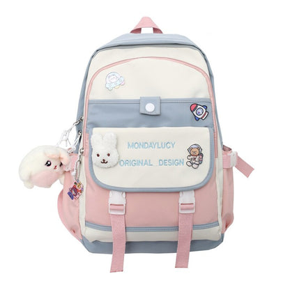 Ladies Kawaii Nylon Laptop Backpack Book Girl Travel Badge Bag Harajuku Female College Backpack Fashion Women School Bags Trendy