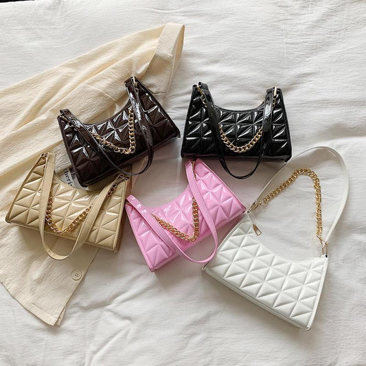 New Women&#39;s Fashion Chain Handbags Retro Solid Color PU Leather Shoulder Underarm Bag Casual Women Hobos Handbags