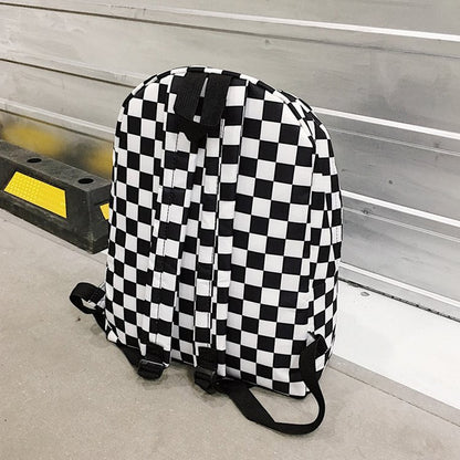 Unisex Plaid Nylon Female Travel Daypack Laptop Backpack Book Schoolbags Feminina School Casual Rucksack Women Bag