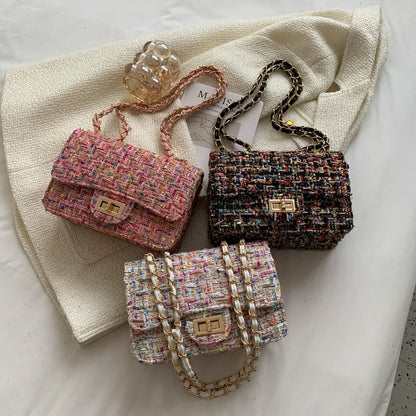 Brand Women Bags Leather Patchwork Embroidery Cross Body Messenger Bag Girl Shoulder Bags Female Bag Woolen Classic Flap Clutch