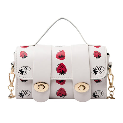Strawberry Pattern Handbag Female Stylish Single Shoulder Bag Lady Casual Travel Strawberry Printing Messenger Bag
