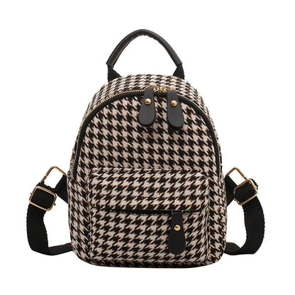 Luxury Brand Women Small Backpack Cotton and Pu Leather Backpacks for Teenager Girls Fashion Multifunction Lady Travel Back Bag