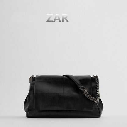 Women&#39;s Shoulder Bag portable flip Single Shoulder Bag versatile Fashion black Messenger Bag for girls