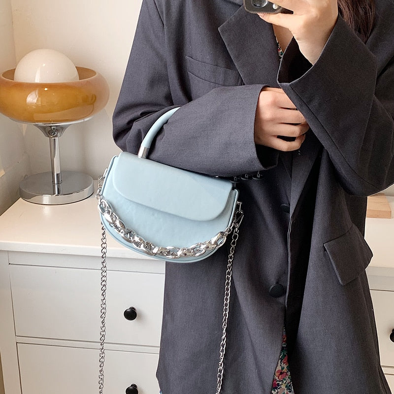 HOCODO Fashion Pu Leather Handbag Summer Solid Color Shoulder Bag Female Small Flap Crossbody Bag Women Chain Ladies Phone Bag
