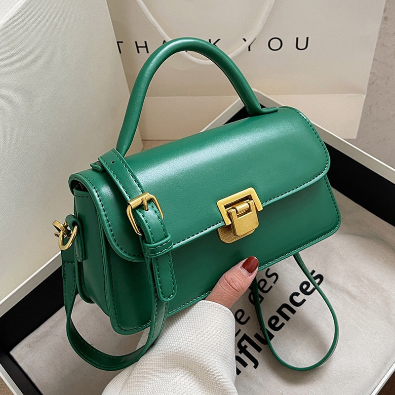 Vintage Portable Handbag Women&#39;s Fashion Solid Color Chain Messenger Bag Female Leisure Small Bag