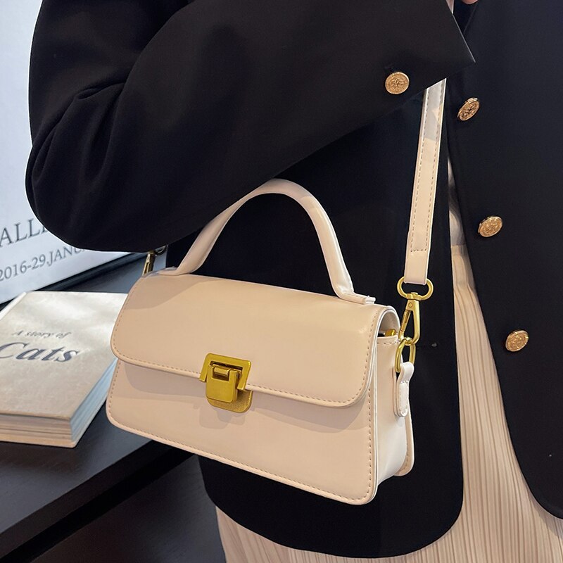 Vintage Portable Handbag Women&#39;s Fashion Solid Color Chain Messenger Bag Female Leisure Small Bag