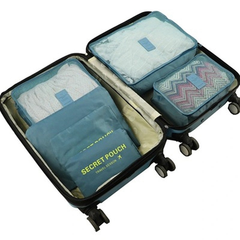 3/4/6pcs/set Compression Packing Cubes Travel Storage Bag Luggage Suitcase Organizer Set Foldable Waterproof Nylon Material