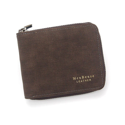 Short Men&#39;s Leather Wallet Brand Handy Purse Male Pocket Bag For Coin Money Leather Zipper Wallet Mini Card Holder Small Purse