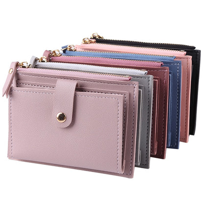 Fashion Women Wallets Leather Female Purse Mini Hasp Solid Multi-Cards Holder Coin Short Wallets Slim Small Wallet Zipper Hasp